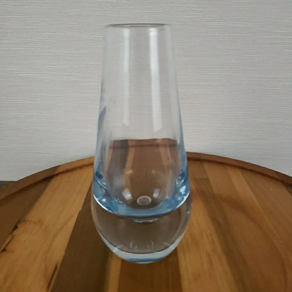 Lily of the Valley Swedish Etched Crystal Vase 6” Bubble Vintage MCM Glass